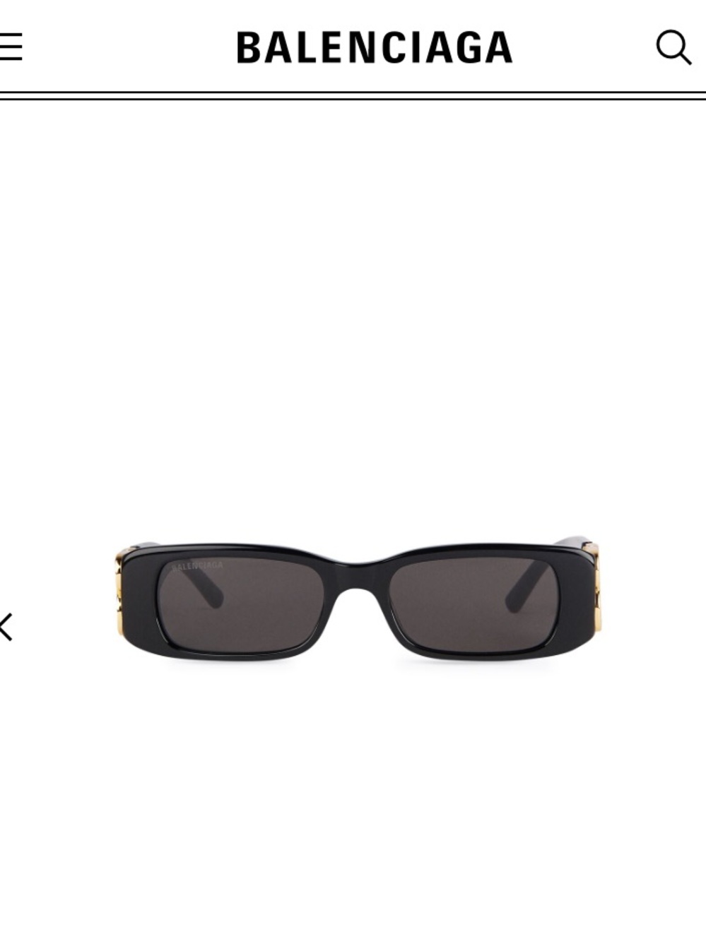 Balenciaga Black Rectangular Women's Sunglasses with Gold BB logos